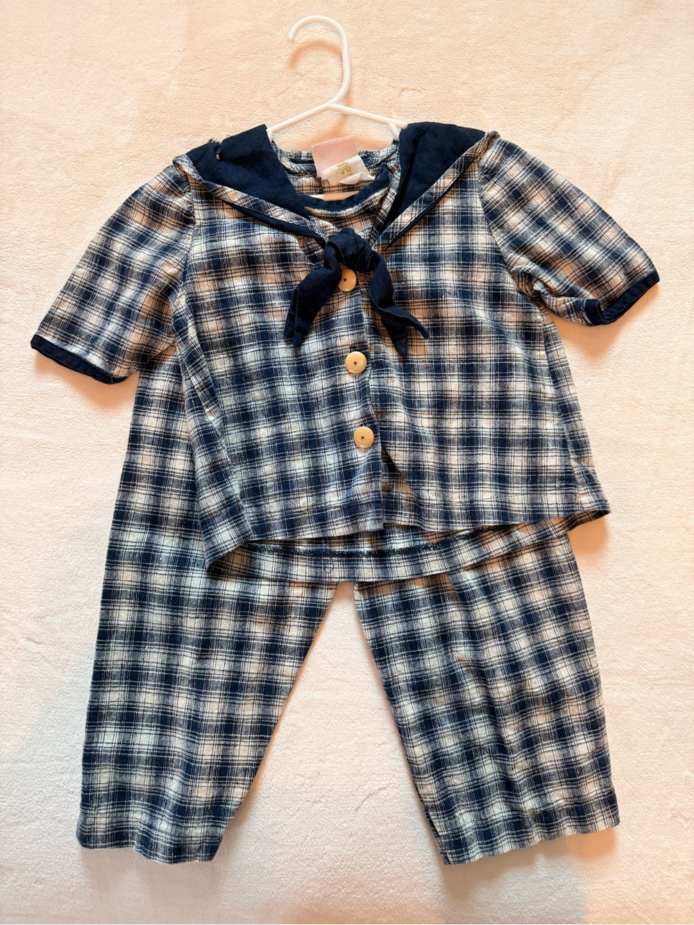 Vintage Cottontail Originals Plaid Sailor Set Kids Size 4 Made in USA